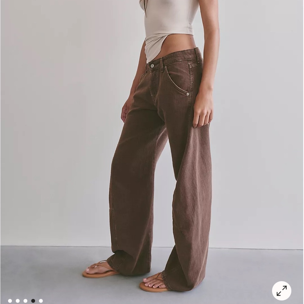 Free People Brown Highland Low-Rise Twisted Bowed Jeans - Picture 3 of 5